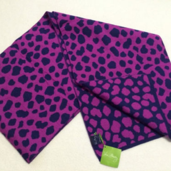 Vera Bradley Purple Leopard Spots Knit Scarf - Picture 2 of 4